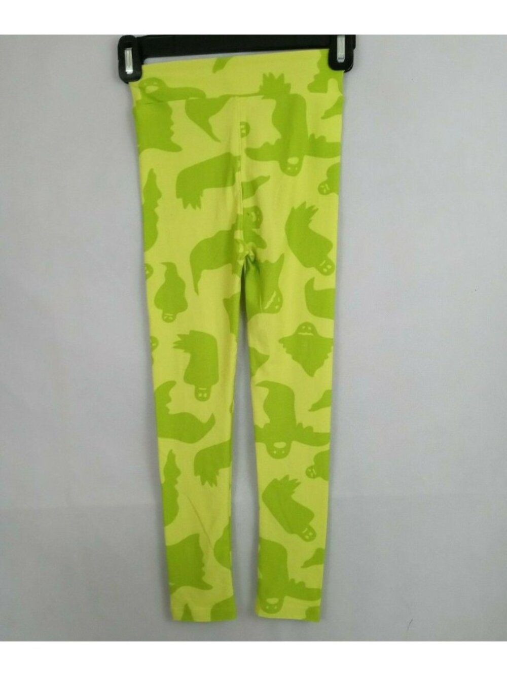 New LuLaRoe Leggings Lime Green With Ghosts Design Kids Size L/XL - Picture 2 of 6